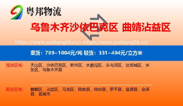 乌鲁木齐沙依巴克区到沾益区物流