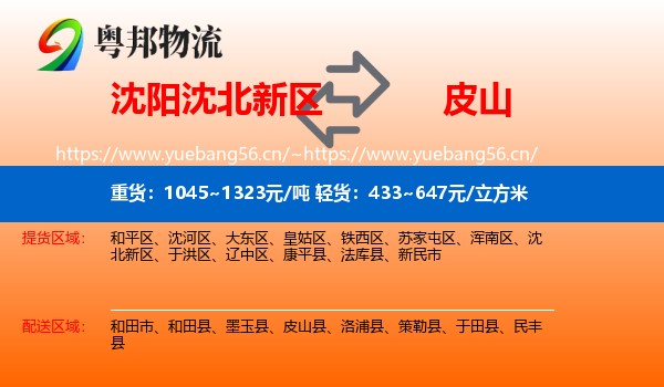 沈阳沈北新区到皮山县物流