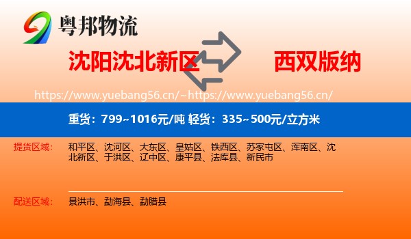 沈阳沈北新区到西双版纳物流