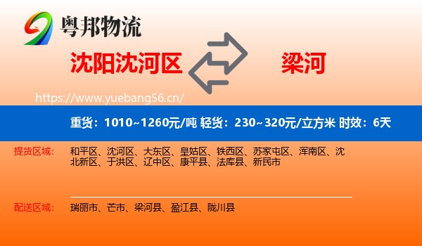 沈阳沈河区到梁河县物流专线名片