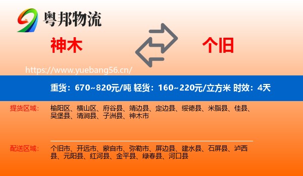 神木到个旧市物流 神木到个旧市物流专线名片