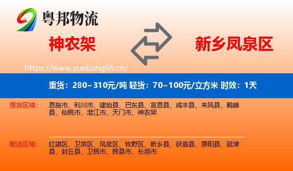 神农架到凤泉区物流专线名片