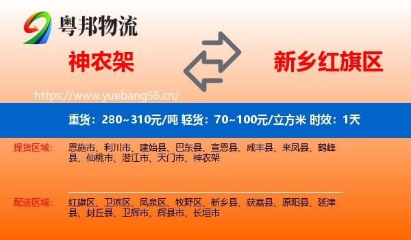 神农架到红旗区物流专线名片