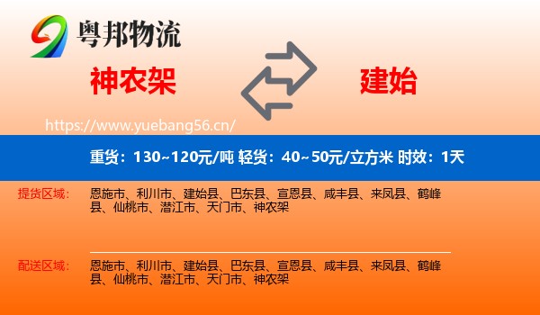 神农架到建始县物流专线名片