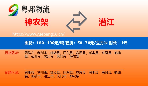 神农架到潜江市物流专线名片