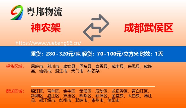 神农架到武侯区物流专线名片