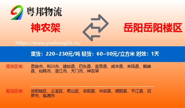 神农架到岳阳楼区物流专线名片