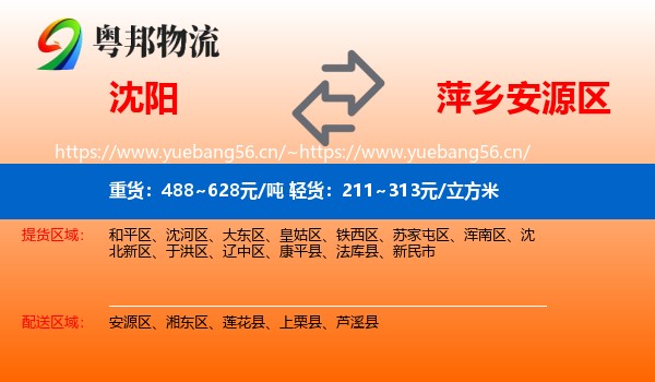 沈阳到安源区物流