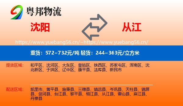 沈阳到从江县物流