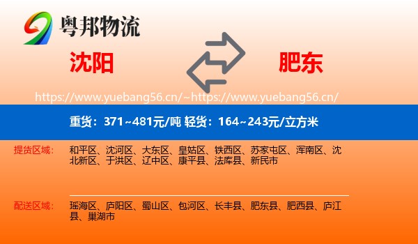 沈阳到肥东县物流