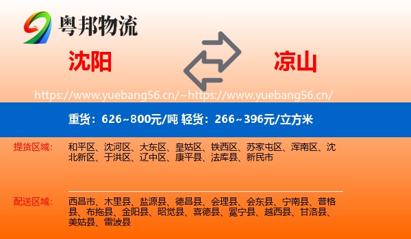 沈阳到凉山物流