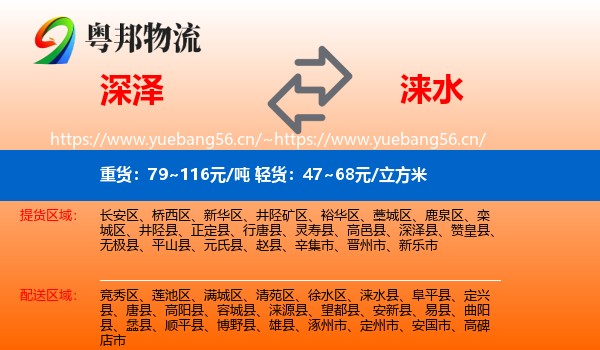深泽到涞水县物流