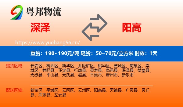 深泽到阳高县物流专线名片