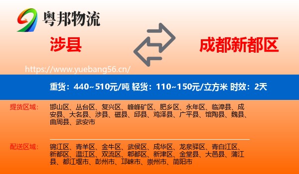 涉县到新都区物流专线名片