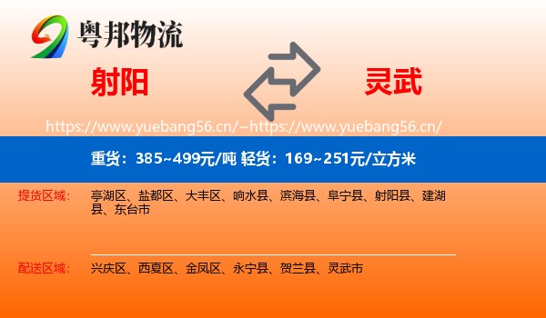 射阳到灵武市物流