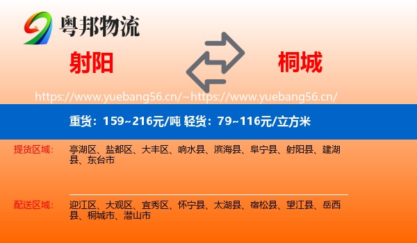 射阳到桐城市物流