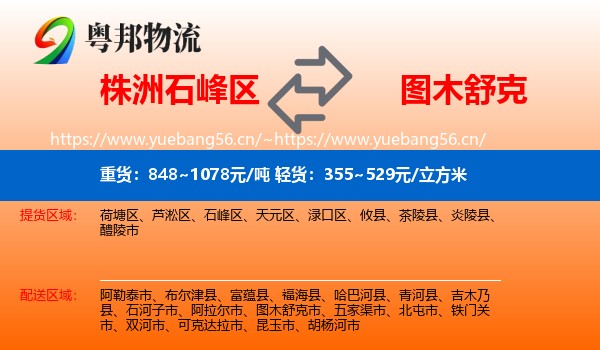 株洲石峰区到图木舒克市物流
