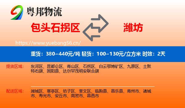 包头石拐区到潍坊物流专线名片