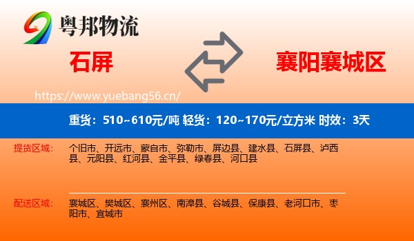 石屏到襄城区物流专线名片