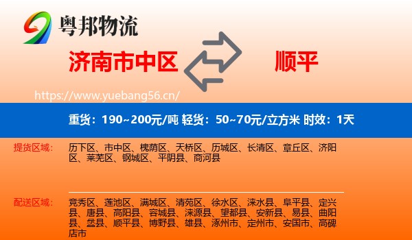 济南市中区到顺平县物流 济南市中区到顺平县物流专线名片