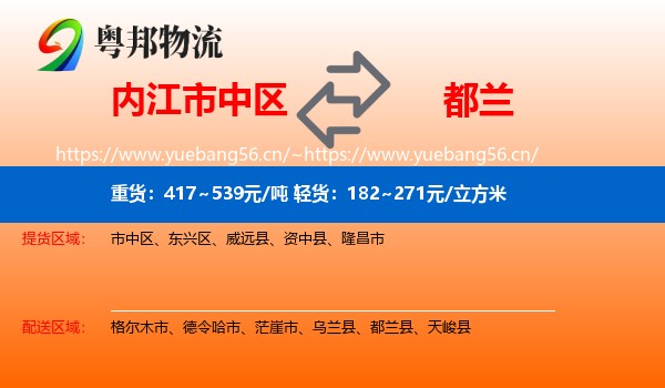 内江市中区到都兰县物流