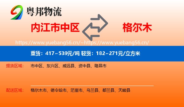 内江市中区到格尔木市物流