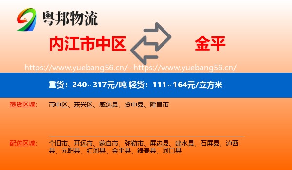 内江市中区到金平县物流