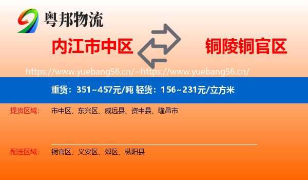 内江市中区到铜官区物流