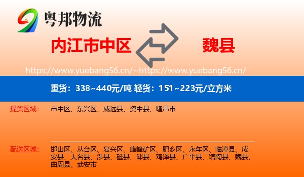 内江市中区到魏县物流