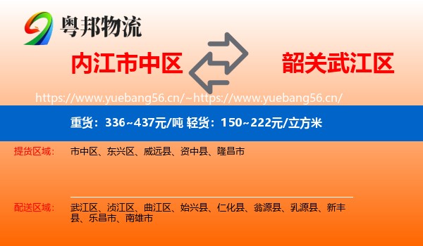 内江市中区到武江区物流