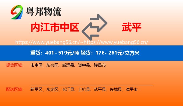 内江市中区到武平县物流