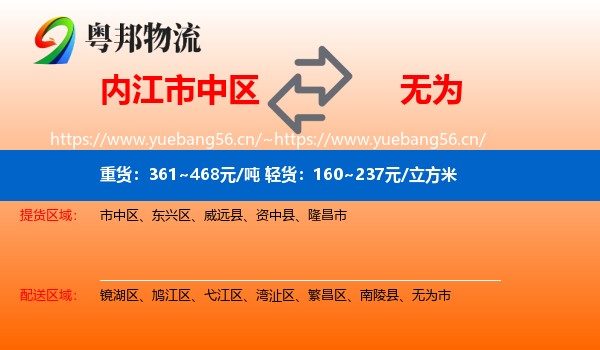 内江市中区到无为市物流
