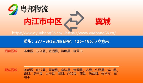 内江市中区到翼城县物流