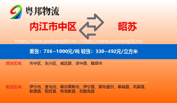 内江市中区到昭苏县物流