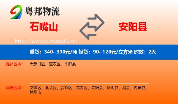 石嘴山到安阳县物流专线名片
