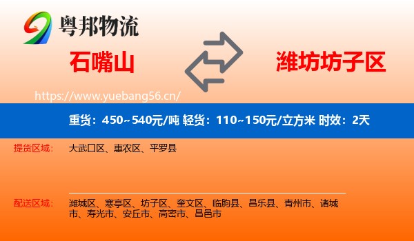 石嘴山到坊子区物流专线名片