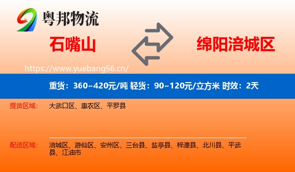 石嘴山到涪城区物流专线名片