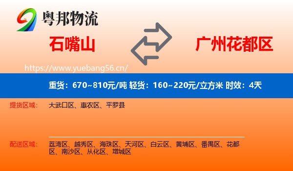 石嘴山到花都区物流专线名片