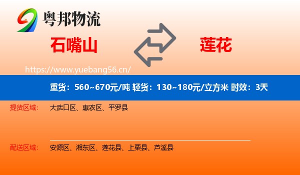 石嘴山到莲花县物流专线名片