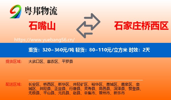 石嘴山到桥西区物流专线名片