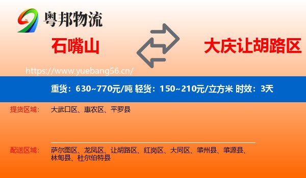 石嘴山到让胡路区物流专线名片