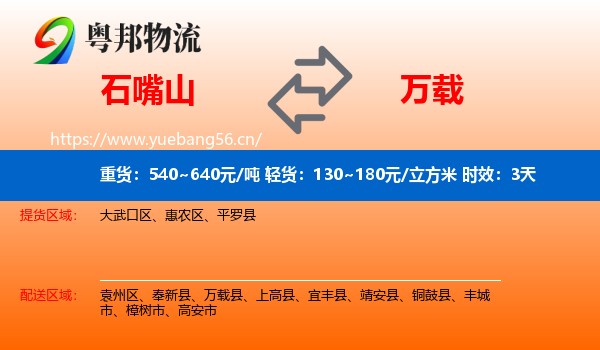 石嘴山到万载县物流专线名片