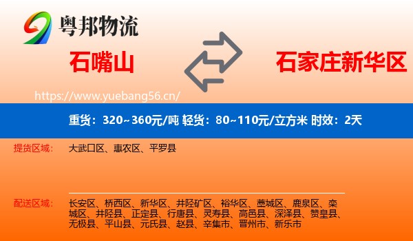 石嘴山到新华区物流专线名片