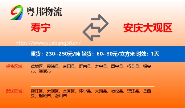 寿宁到大观区物流专线名片