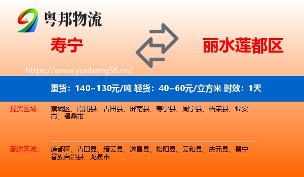 寿宁到莲都区物流专线名片