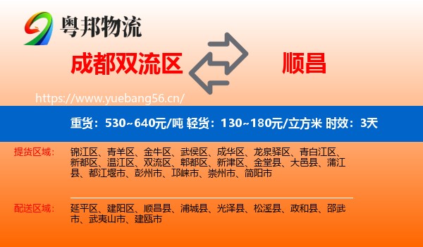 成都双流区到顺昌县物流专线名片