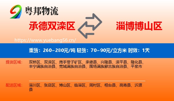 承德双滦区到博山区物流专线名片