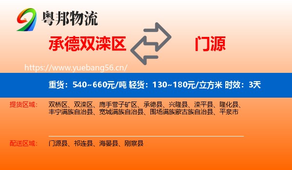 承德双滦区到门源县物流专线名片