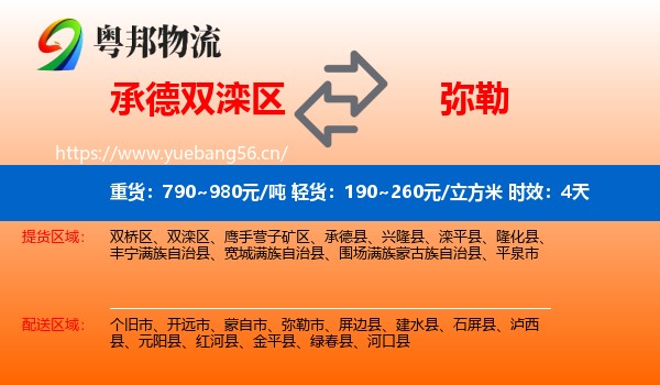 承德双滦区到弥勒市物流专线名片