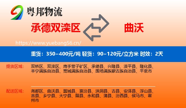 承德双滦区到曲沃县物流专线名片